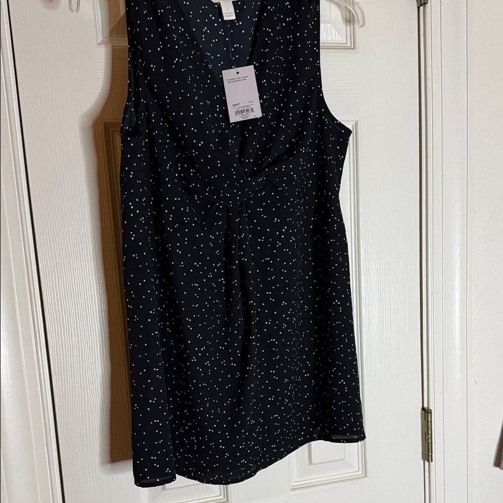 a:glow Black Top with White Polka Dots